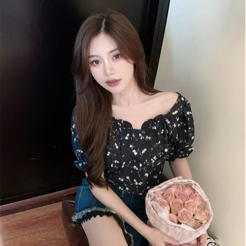 Áo Sơ Mi Tay Phồng Họa Tiết Hoa Thời Trang Mới Cho Nữ