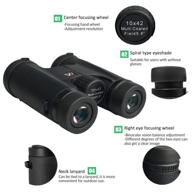 Ống Nhòm Mini 10x42 HD 2000M BAK4 FMC Có Thể Gấp Gọn Tiện Dụng Cho Các Hoạt Động Ngoài Trời