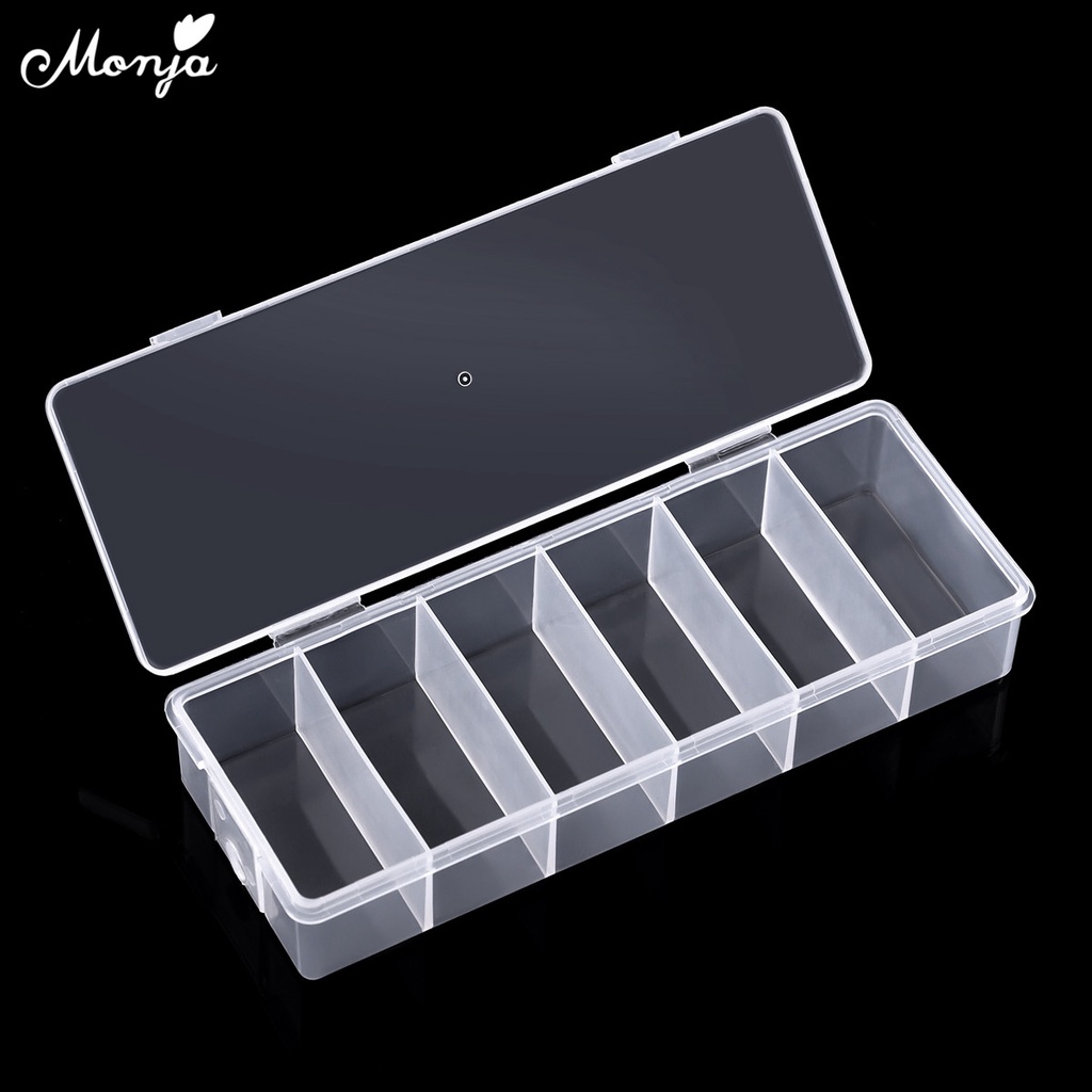 Hộp nhựa trong suốt 6 ngăn đựng phụ kiện trang trí móng tay ốp