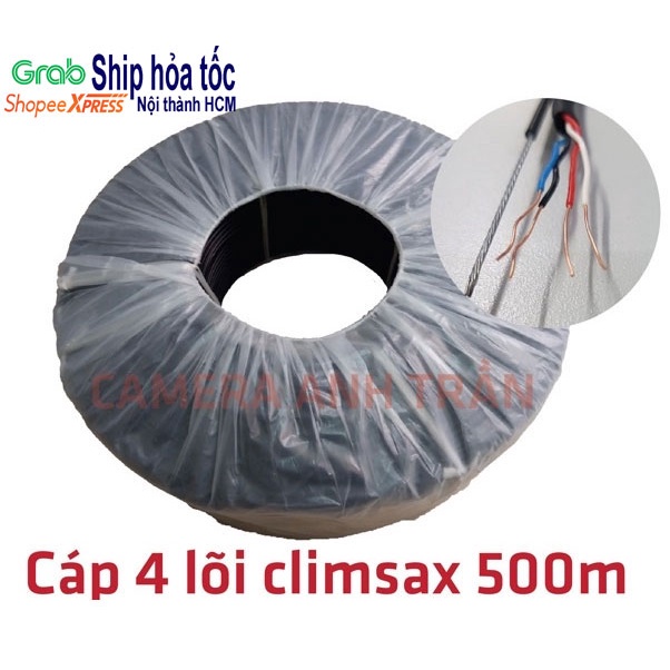Cuộn 500m cáp mạng, cáp camera 4 lõi đồng nguyên chất có cáp treo dây - cáp lan ngoài trời, dây mạng ngoài trời