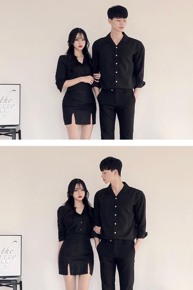 Đồ đôi đẹp, Đồ đôi váy nữ sơ mi nam Hàn Quốc Couple đồ cặp đẹp chụp ảnh cưới