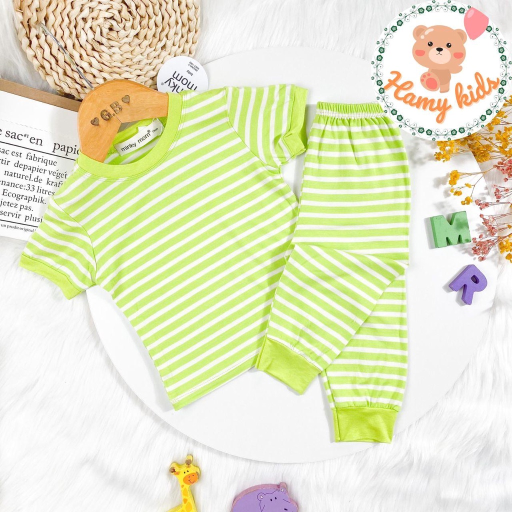 Đồ Bộ Cho Bé Minky Mom Chính Hãng Thun Lạnh Sọc Dệt Ngang Tay Ngắn Quần Dài Nhiều Màu Bé Từ 0-5 Tuổi Dưới 20kg- Hamykids