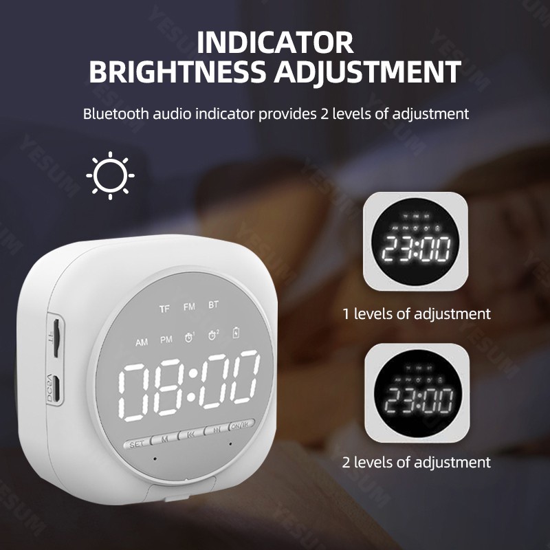 Loa Bluetooth Không Dây Tích Hợp Đồng Hồ Báo Thức Màn Hình Led