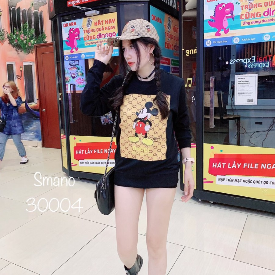 Áo Thun Mùa Thu Đông Dài Tay Nam Nữ In Ấn Mickey Cực Hot - King Fashion