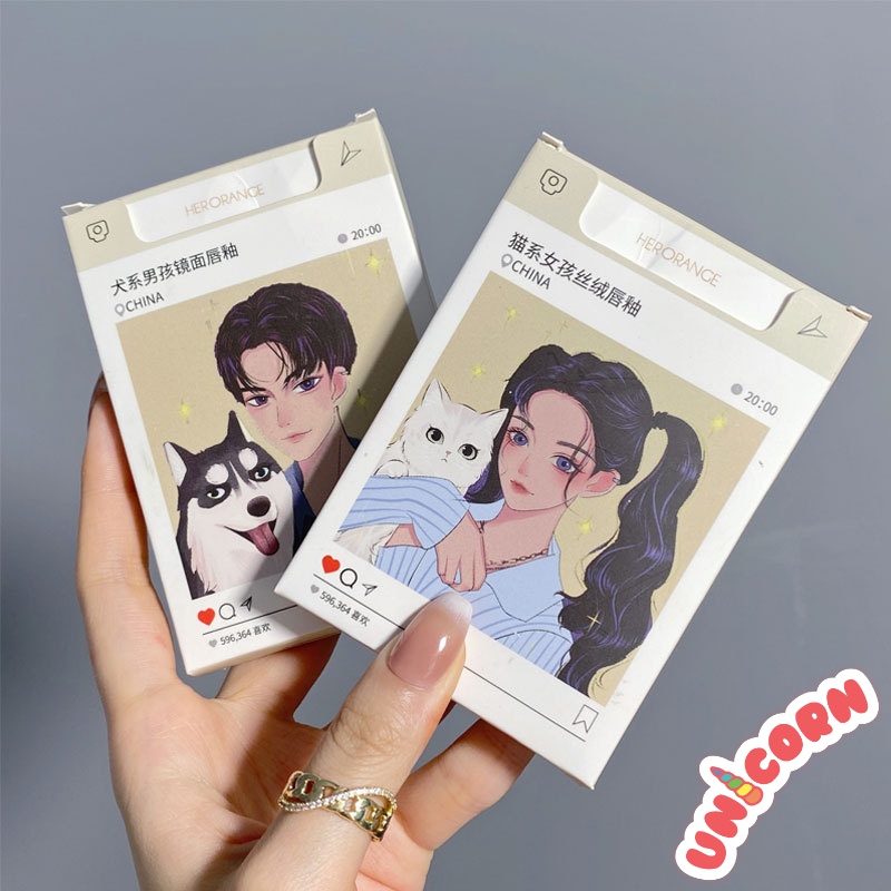 Set Son Kem Lì HERORANGE Son Tint Bóng 5 Cây  Dưỡng Môi Mềm Môi Bền Màu