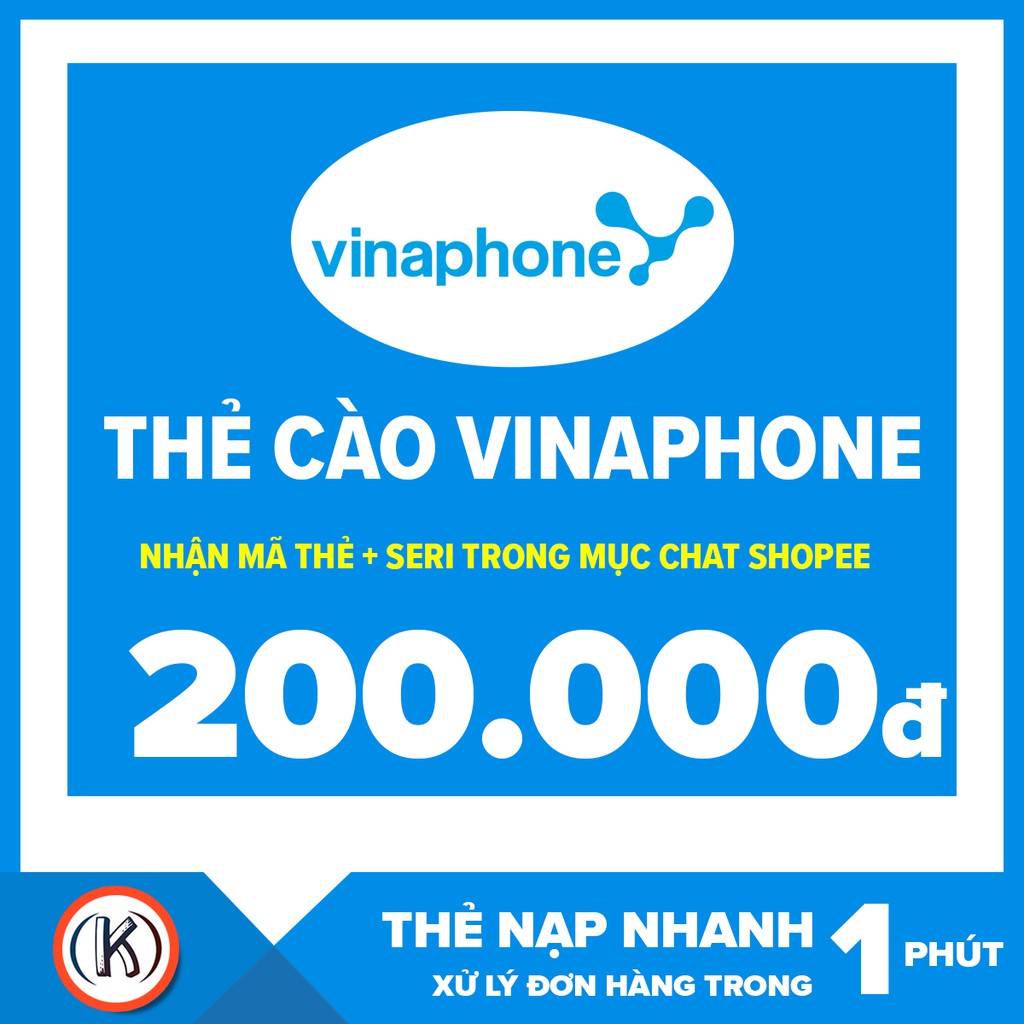 Thẻ cào vinaphone 200k (Nhận mã thẻ + seri trong mục chát SHOPEE)