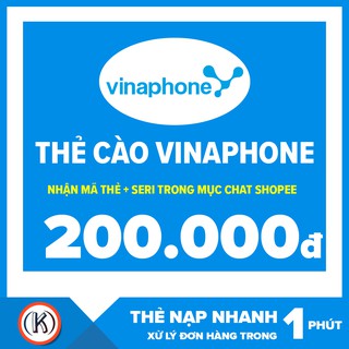 Thẻ cào vinaphone 200k (Nhận mã thẻ + seri trong mục chát SHOPEE)