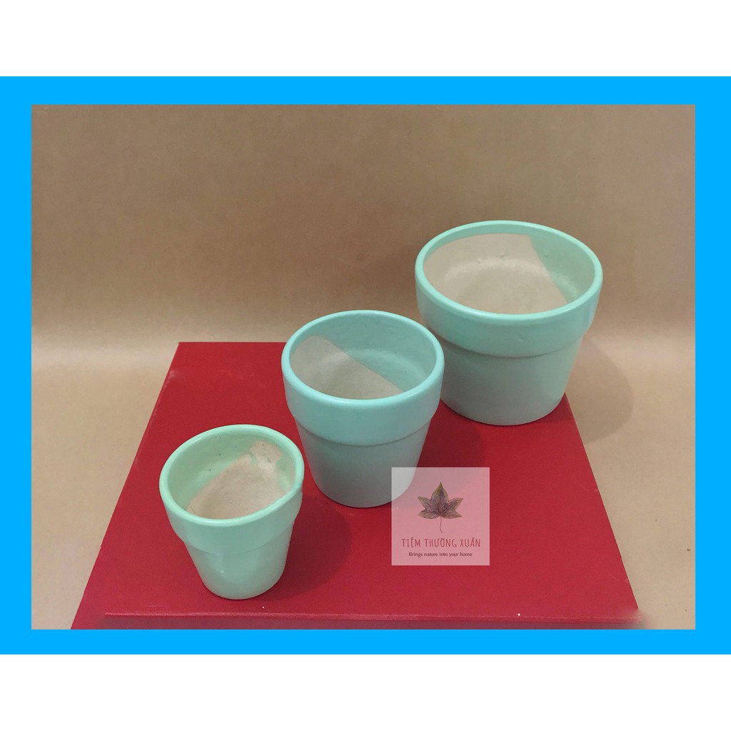 COMBO 3 CHẬU SỨ ĐỦ MÀU TRÁNG MEN - CHẬU ĐẠI - CHẬU TRUNG - CHẬU MINI
