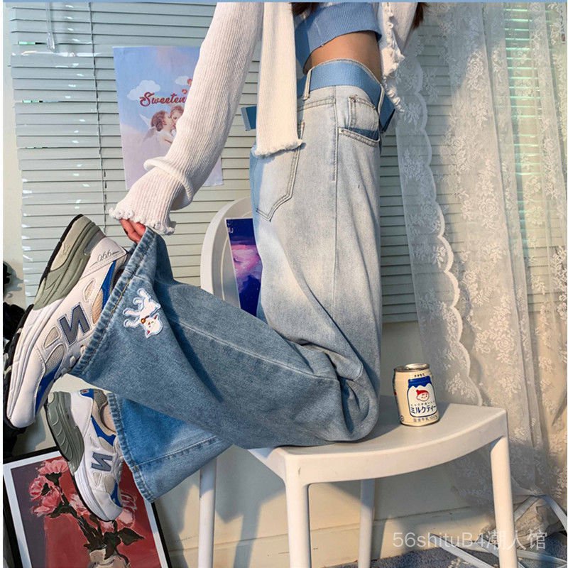 Quần Jeans Lông Cừu Lưng Cao Ống Rộng Phong Cách Hàn Quốc 2022 Có Size Lớn Cho Nữ