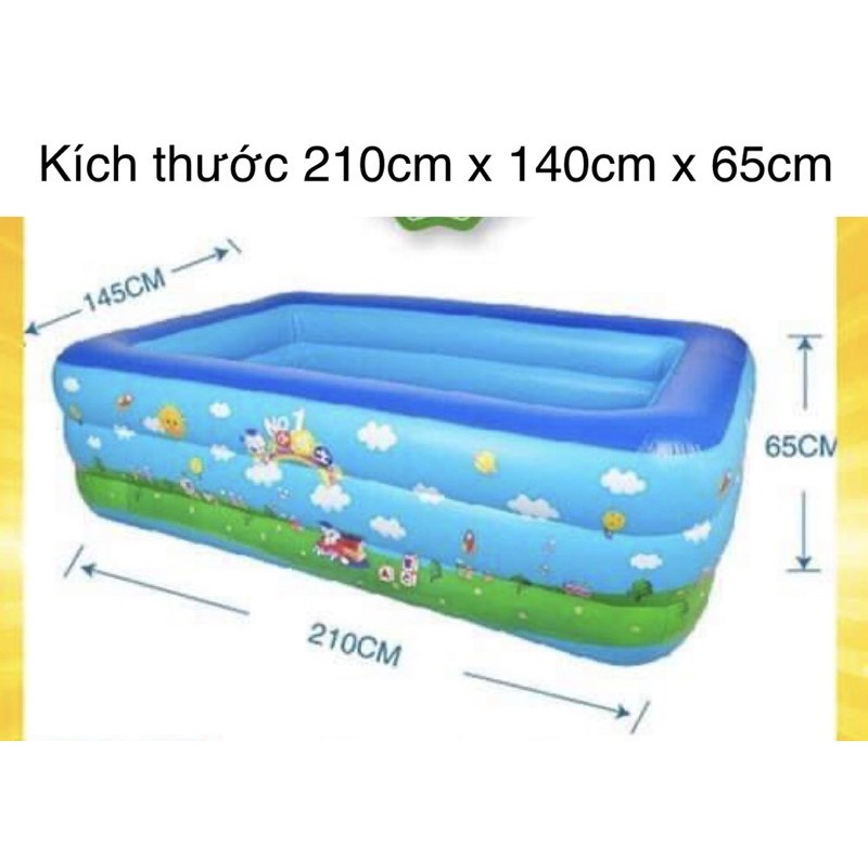 [Tặng kèm Kính bơi] Hồ Bơi Phao Trẻ Em 210cm, Bể Bơi Phao Trong Nhà Hình Chữ Nhật Kích Thước 210cm - QUYENSPORTS