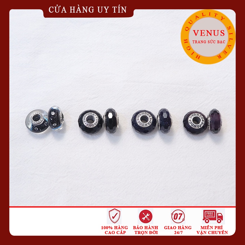 [Charm bạc 925 cao cấp] Charm glass đen- Mã sản phẩm VENUSGLA