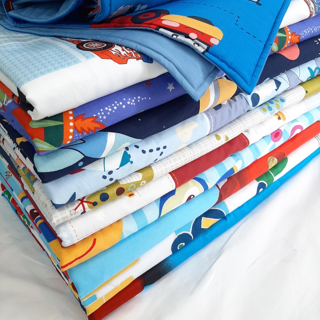 Chăn gối cho bé trai đi học mầm non tiểu học Fami88 Bedding, mền cho bé Vũ Trụ Phi Hành Gia 100% cotton tự nhiên