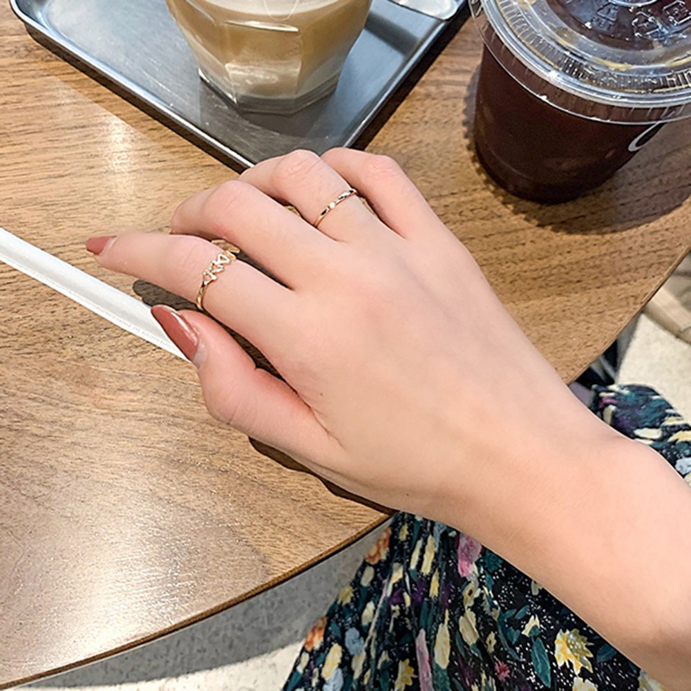 Set 4 chiếc nhẫn mạ vàng kiểu dáng hình học phong cách Hàn Quốc đơn giản hợp thời trang