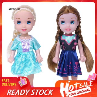 LOVE_2Pcs 16cm Frozen Figures Little Elas Anna Dressed Dolls Kids Toy Birthday Gift