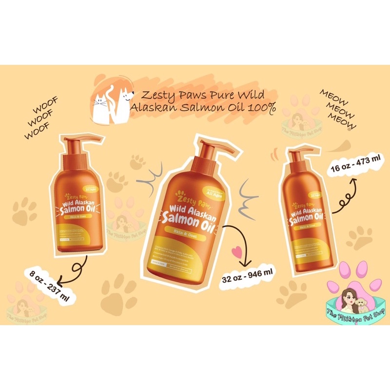 Dầu cá hồi nguyên chất cho chó mèo của mỹ - zesty paws