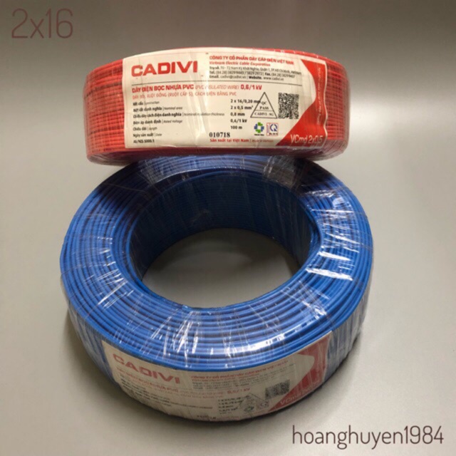 Dây điện đôi 2x16 cadivi 100m