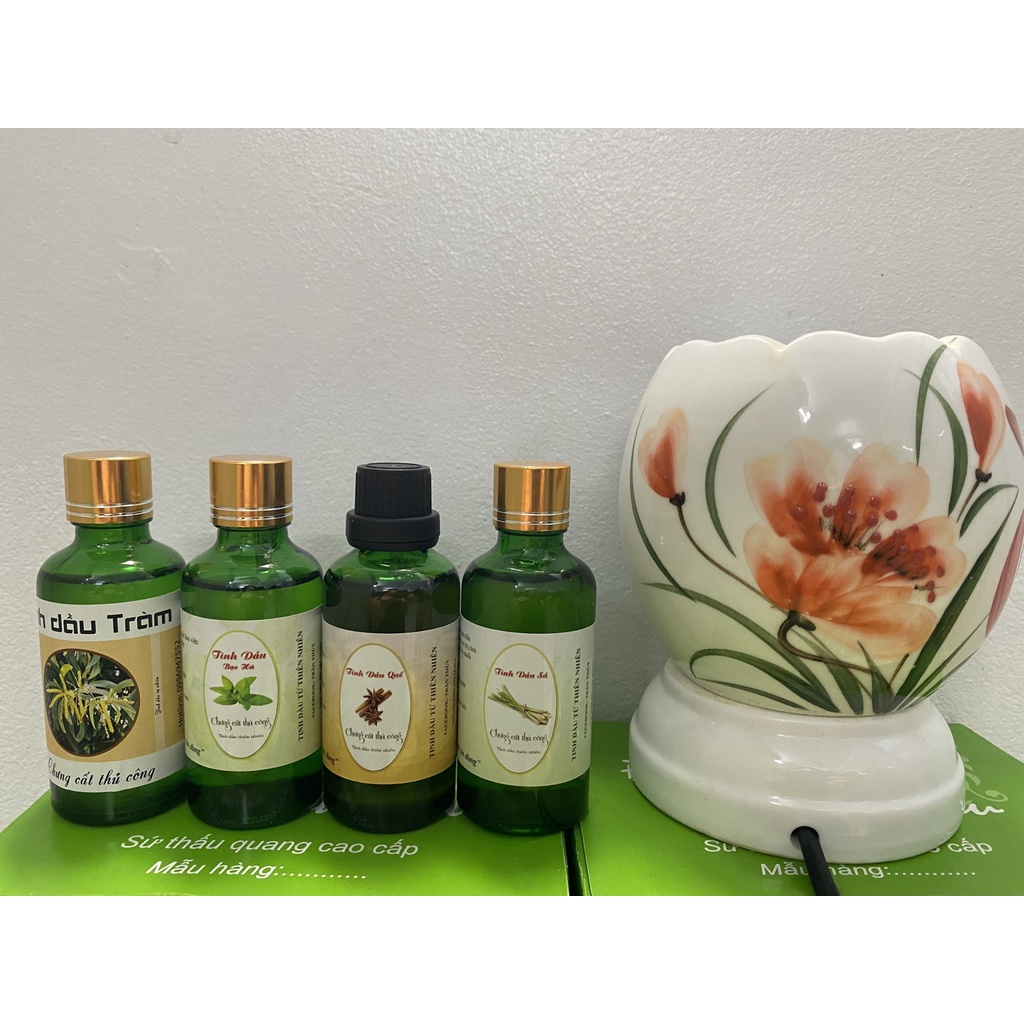 Tinh dầu sả, quế, bạc hà, tràm chưng cất thủ công dung tích 50ml (cam kết 100% tự nhiên)