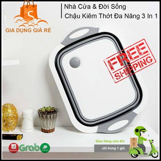 Chậu nhựa kiêm thớt đa năng 3 in 1 kiêm chậu rửa, rổ đa năng, thớt siêu tiện dụng
