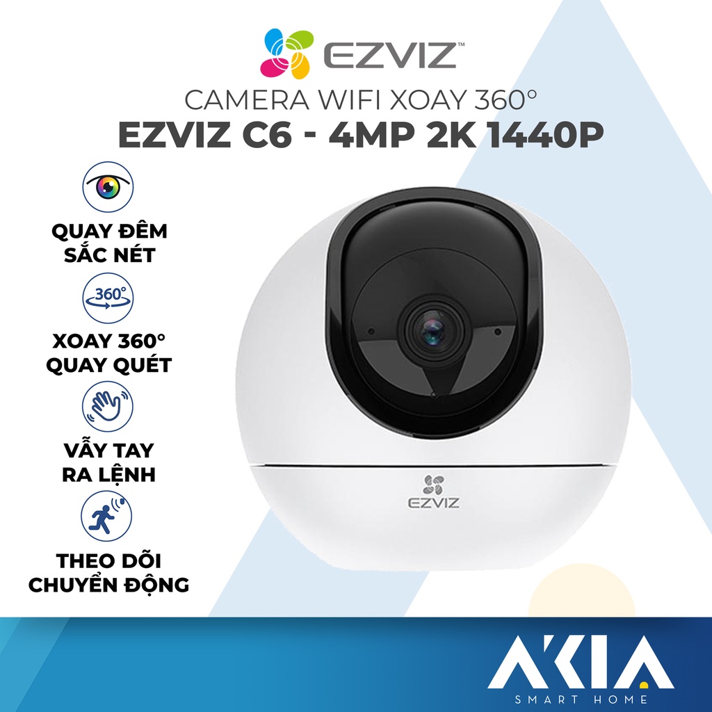 Camera xoay 360 độ Ezviz C6 phiên bản 2K, camera wifi trong nhà độ nét cao, nhận diện cử chỉ, wifi 2 băng tần