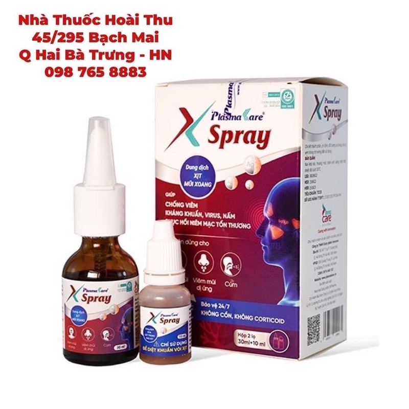 Plasmakare X Spray - Dung dịch xịt mũi xoang, nghẹt mũi, cúm