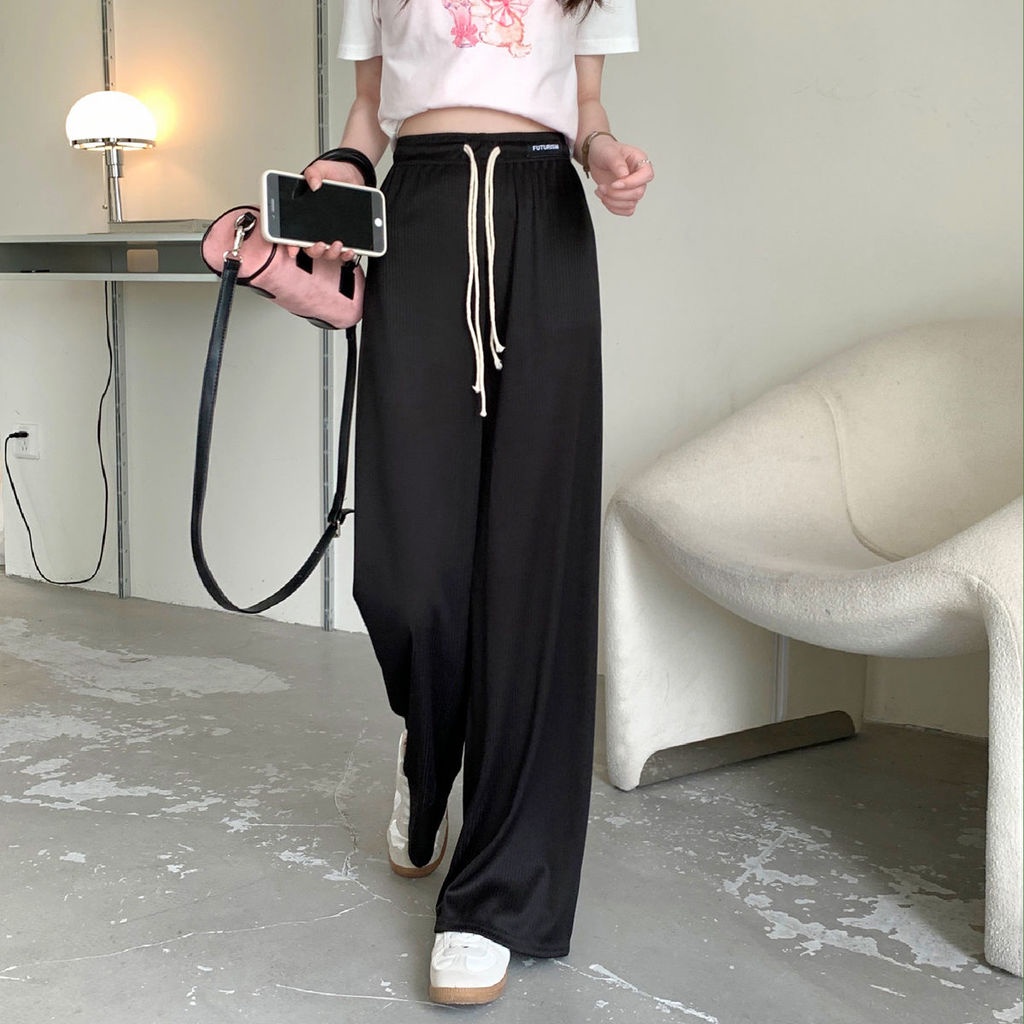 Quần Dài Lưng Cao Ống Rộng Thiết Kế Mới Thời Trang Theo Phong Cách Hàn Quốc Dành Cho Nữ