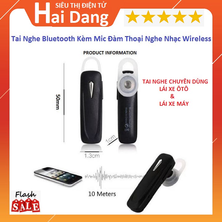 Tai Nghe Bluetooth, Tai Nghe Kèm Mic Đàm Thoại Nghe Nhạc Chuyên Dùng Cho Lái ÔTÔ Lái Xe Máy