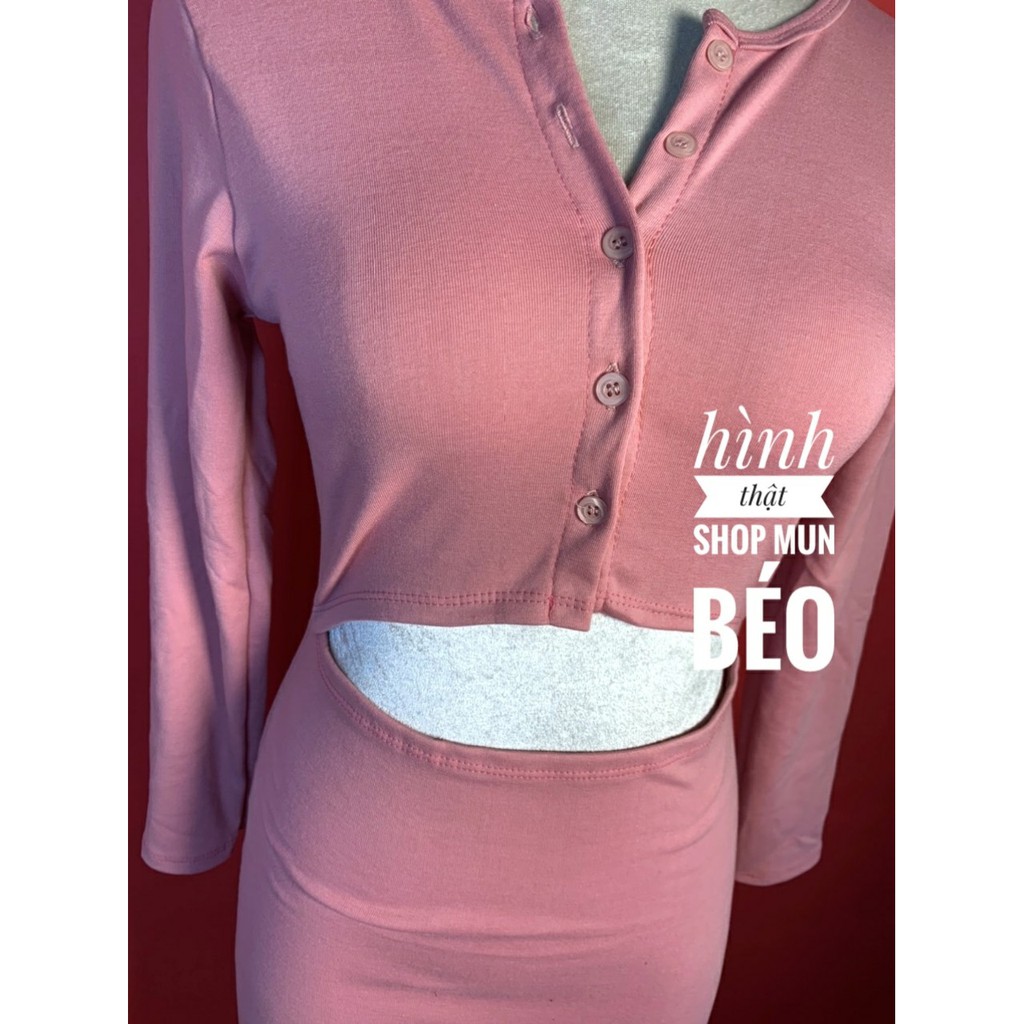 [MẪU MỚI] Đầm Body Tay Dài Khoét Eo Cúc Ngực Cài Thích Hợp Mặc Đi Tiệc Đi Làm Đi Chơi | BigBuy360 - bigbuy360.vn