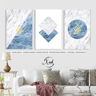 Tranh canvas trừu tượng HÌNH KHỐI TRANG TRÍ NỘI THẤT gồm khung