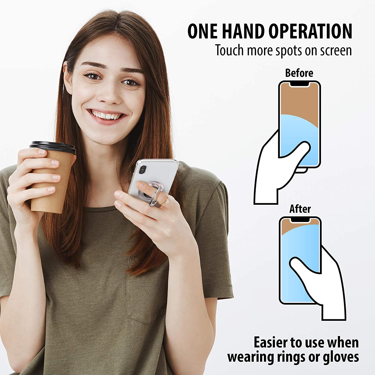 Nhẫn Đỡ Điện Thoại Xoay 360 Độ Cho Tất Cả Các Dòng Điện Thoại 4~8 "