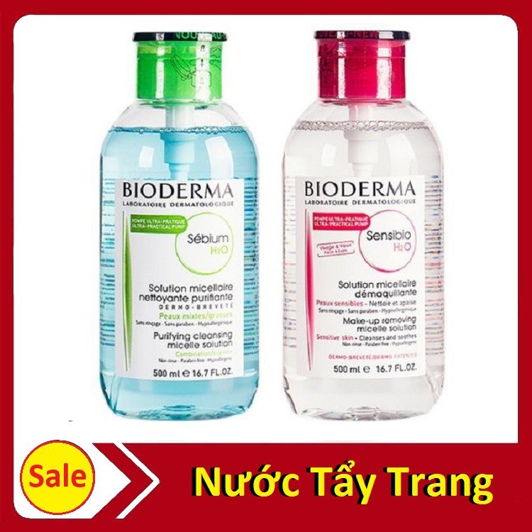 Nước tẩy trang bioderma 500ml nắp nhấn dành cho da khô và da dầu | BigBuy360 - bigbuy360.vn
