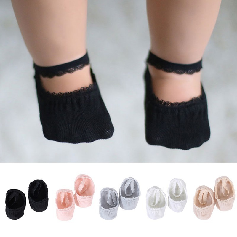 Vớ cổ thấp phối ren thông thoáng cho bé gái sơ sinh