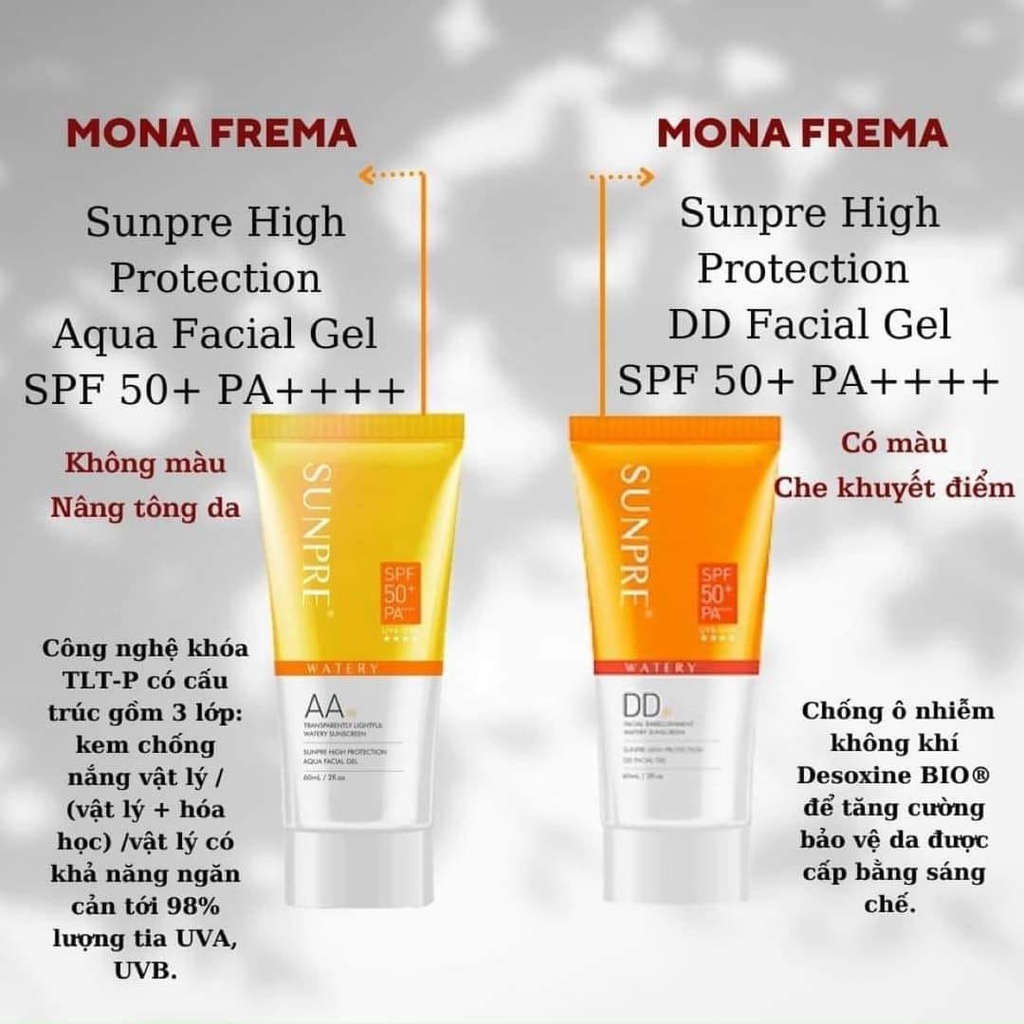 Kem chống nắng có màu Mona Frema SUNPRE DD,AA, DD X-treme SPF50+ 20ml - Dr. Lâm Vũ Yến