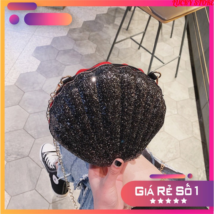 Túi Xách Nữ Đẹp Đeo Chéo Thời Trang Hình Vỏ Sò Đính Kim Tuyến Độc Đáo, Kiêu Sa Cực Hot 2020