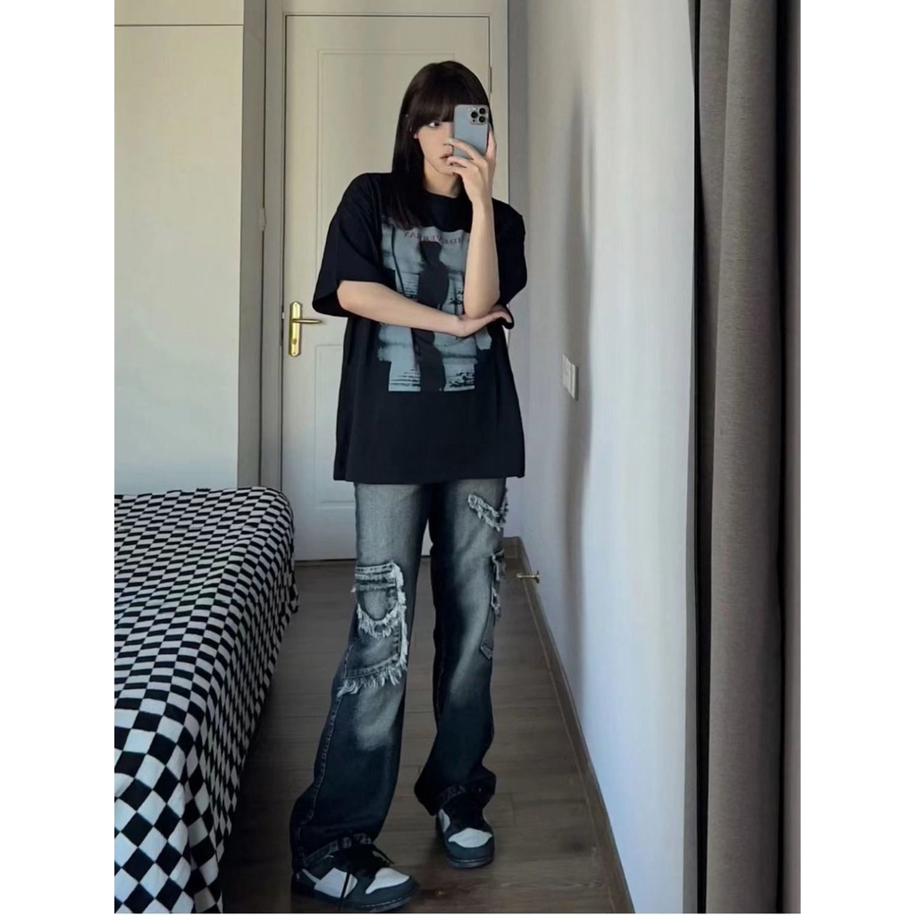 Quần Jeans Dài Ống Rộng Thời Trang Dành Cho Nữ