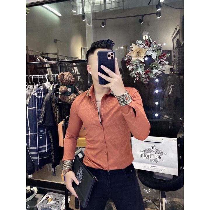 Áo sơ mi nam dài tay chất lụa chống nhăn dáng ôm Hàn Quốc