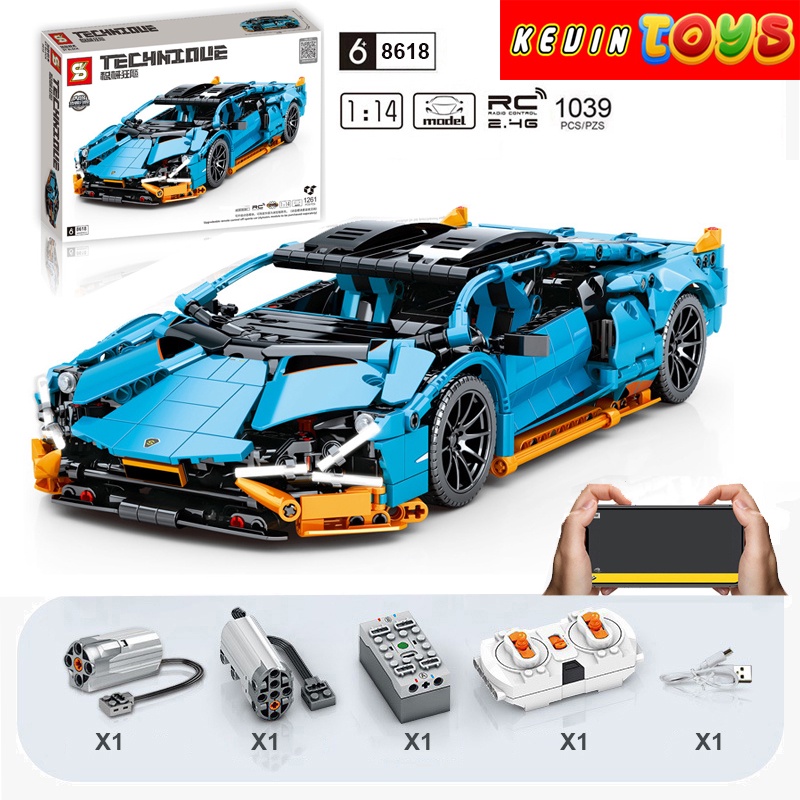 Đồ Chơi Lắp Ráp Kiểu LEGO TECHNIC Điều Khiển Từ Xa Xe Lamborghini Sian FKP 37 Blue Model SY8618 Với 1161 Mảnh Ghép