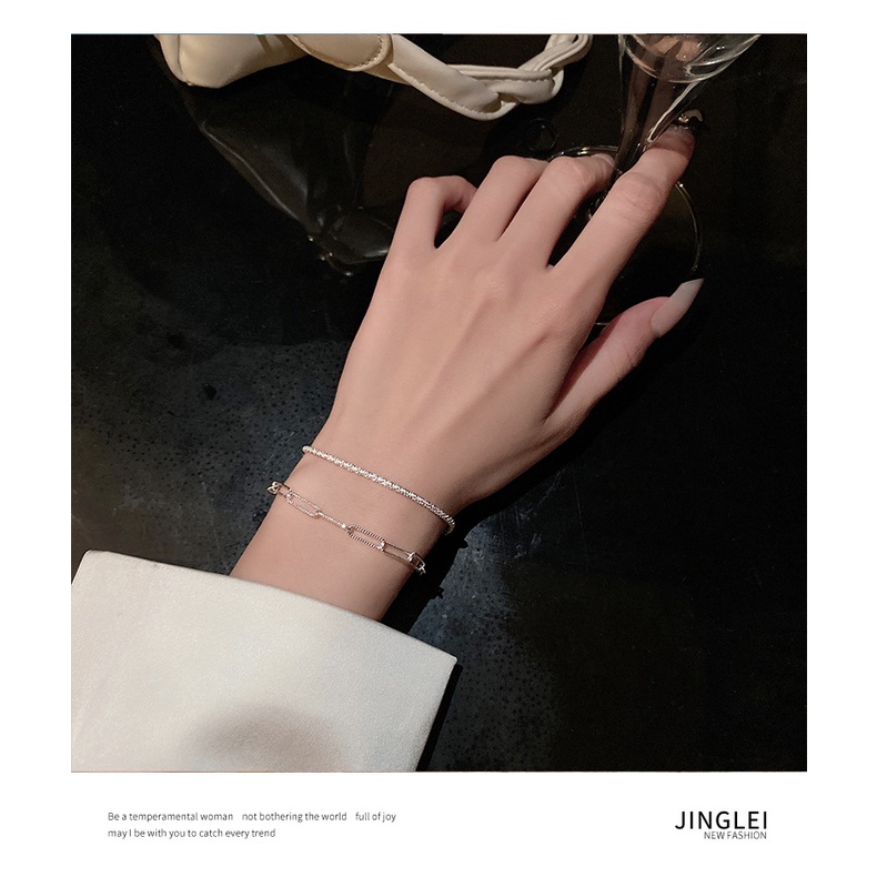 Vòng Tay Bạc Trơn Thiết Kế Đơn Giản INS Xia INS niche Lấp Lánh Thời Trang Cá Tính Cho Nữ