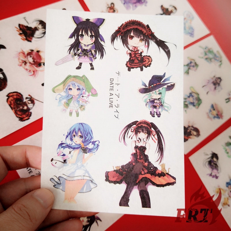 Bộ 6 tấm hình dán họa tiết hoạt hình Date a live Kurumi xinh xắn