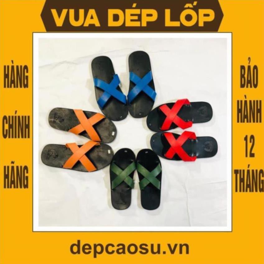 Dép cao su 2 quai chéo táo 4 màu, được làm thủ công của Vua dép lốp Phạm Quang Xuân, ảnh thật, bảo hàng và sẵn hàng