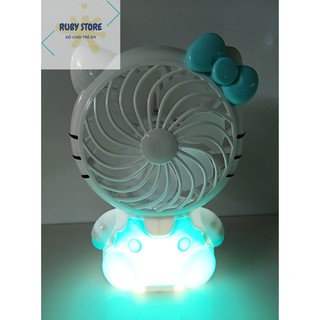 QUẠT ĐỂ BÀN HELLO KITTY SIÊU CUTE CÓ ĐÈN Kèm dây sạc cổng USB