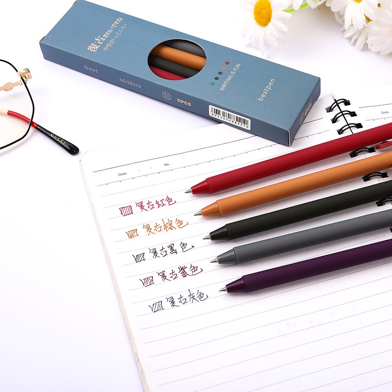 Set 5 Bút Mực Gel Đen Kiểu Dáng Đơn Giản