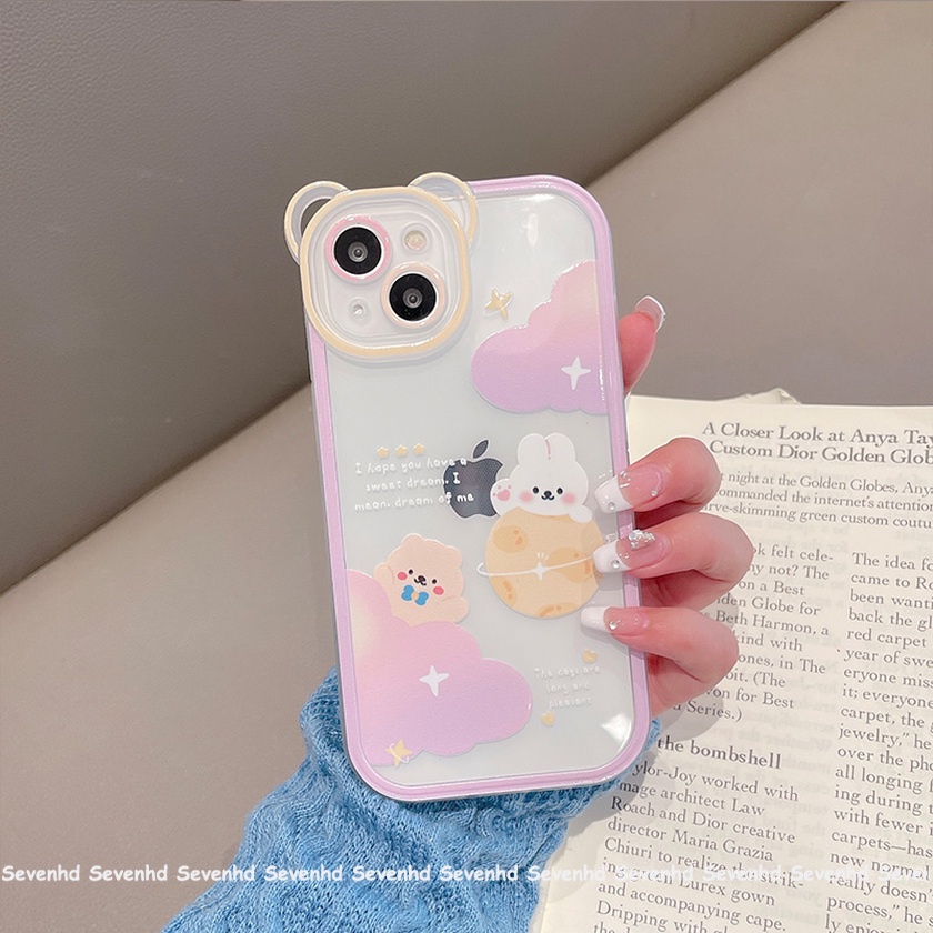 Ốp Điện Thoại Mềm Họa Tiết Tai Thỏ / Gấu Hoạt Hình Cho iPhone 14 13 12 11 Pro Max Xs Max Xr X 6 6s Plus