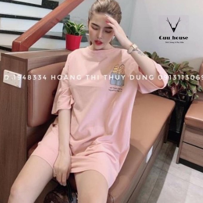 Đầm suông nữ cổ tròn họa tiết in chữ bánh mì chất liệu cotton tàu mịn mát mẫu mới hàng có size