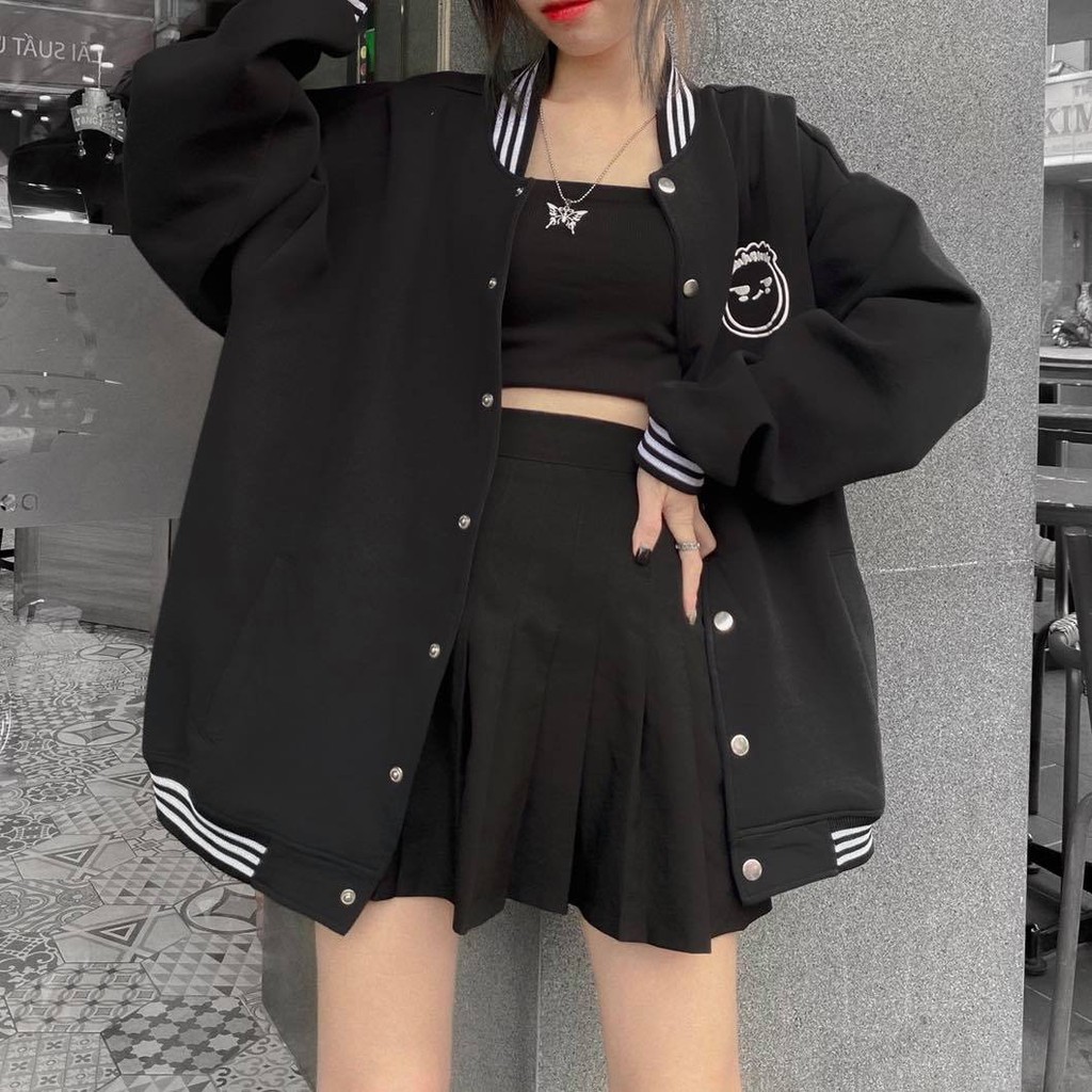 Áo khoác form rộng tay dài BOMBER FACE ulzzang ZOOZOO
