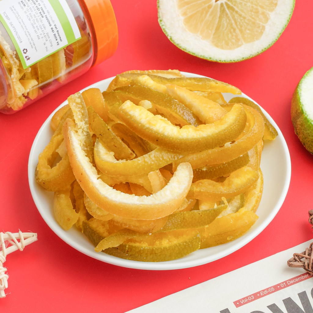 Vỏ bưởi sấy dẻo Vietgourmet hàng xuất khẩu, đặc sản Việt, hoa quả sấy, trái cây sấy, đồ ăn vặt Healthy | BigBuy360 - bigbuy360.vn