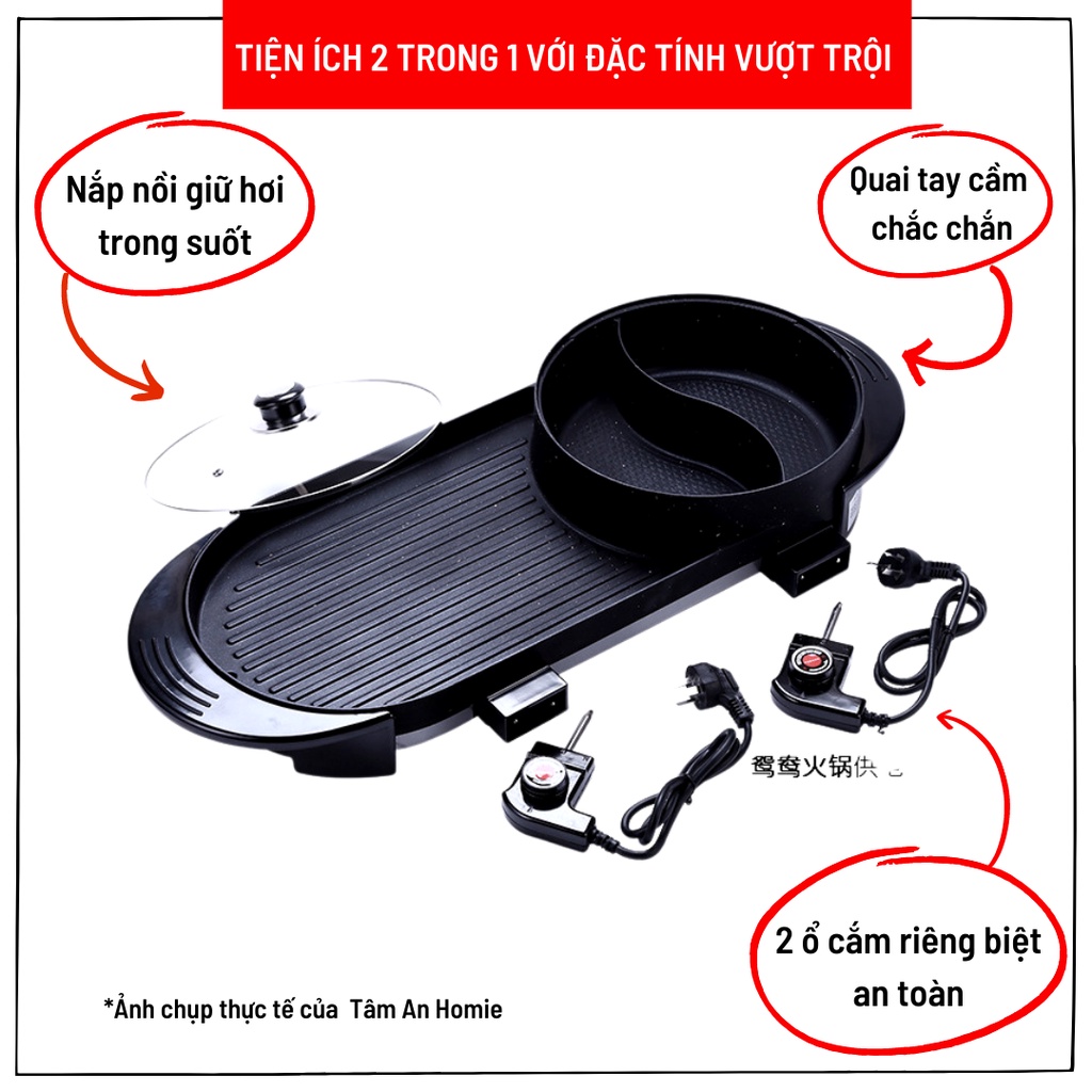 Nồi lẩu nướng 2 trong 1 đa năng chống dính cao cấp MATIKA bảo hành 6 tháng bản mới nhất nồi lẩu 2 ngăn