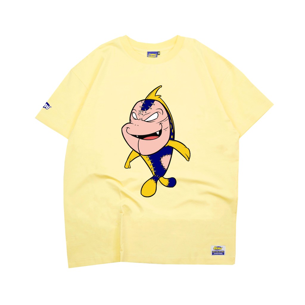 Áo thun nữ cotton màu vàng form rộng in hình | DKMV Yellow Monster Tee