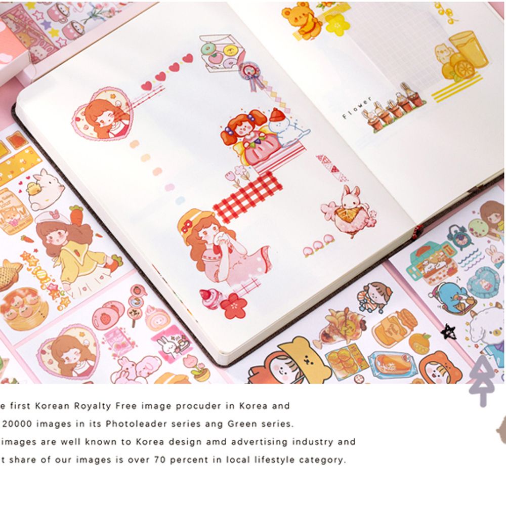 Bộ 50 miếng dán trang trí sổ tay DIY nhiều màu sắc phong cách retro