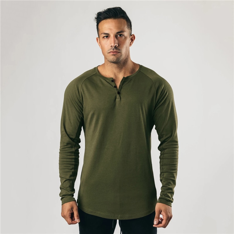 New Breathable Solid Color Fitness Men's Fashion Long Sleeve Bodybuilding Casual Autumn and Winter Trend Slim Sports T Shirt