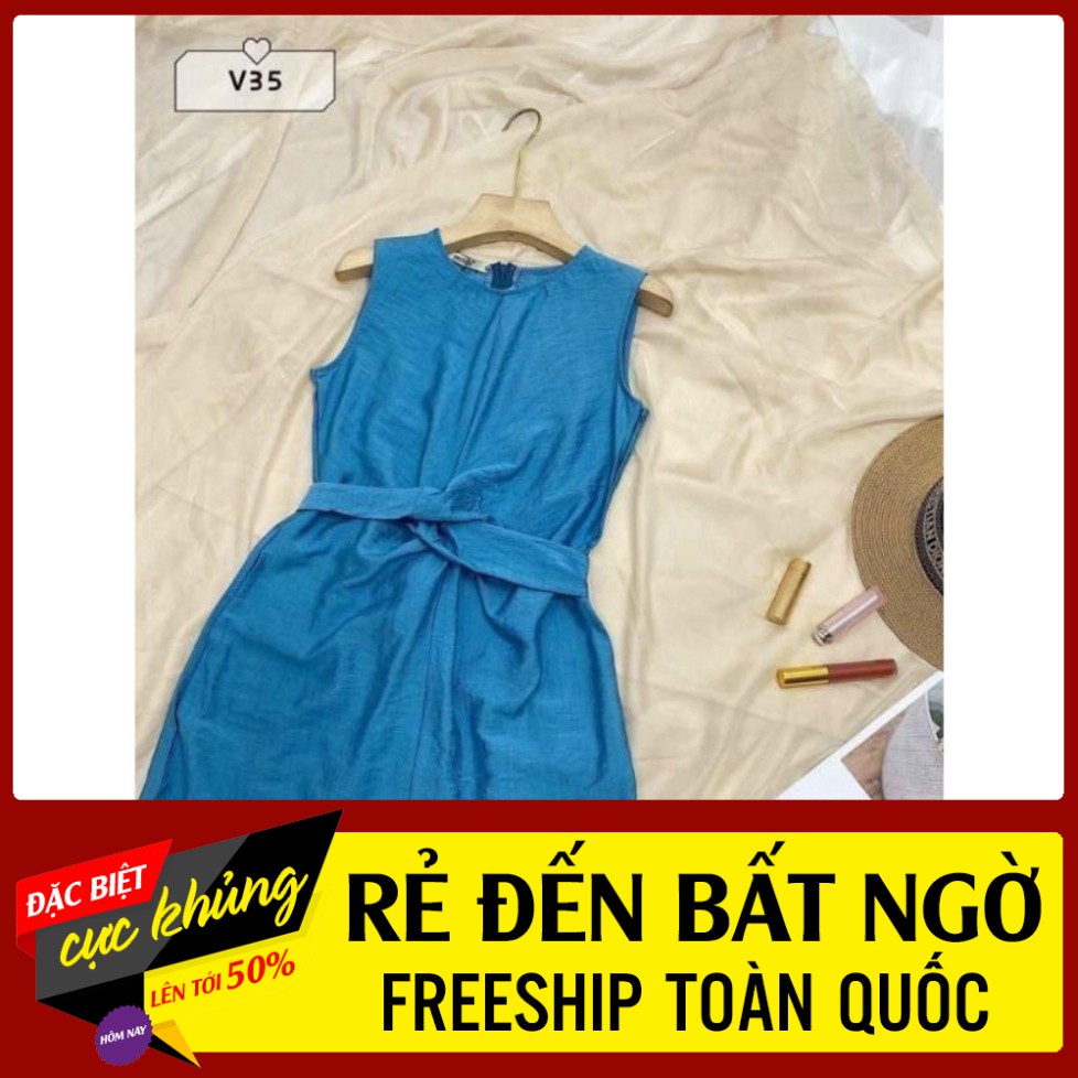 [SIÊU RẺ] ĐẦM THẮT CHÉO EO MÀU XANH COBAN CỰC XINH SHOP